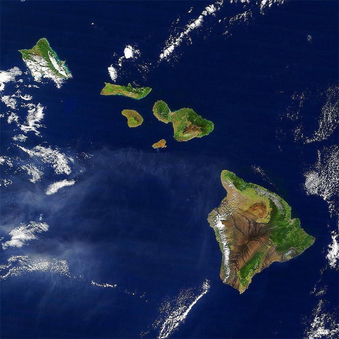 Гавайские острова: снимок из космоса